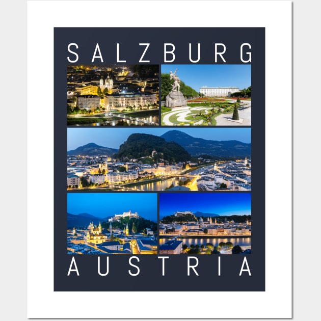 Salzburg at Night Sights Austria Mozart Classical Music Gift Wall Art by peter2art